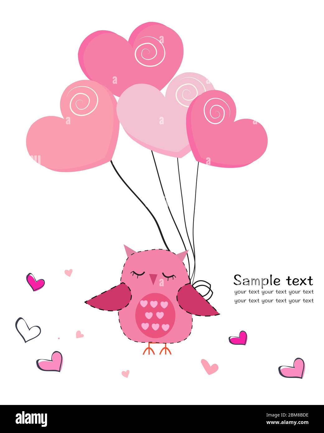 Cute owl with hearts balloon greeting card Stock Vector Image & Art - Alamy