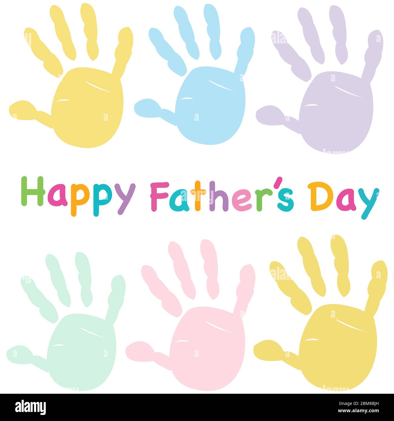 Happy Father's day kids handprint greeting card Stock Vector Image ...