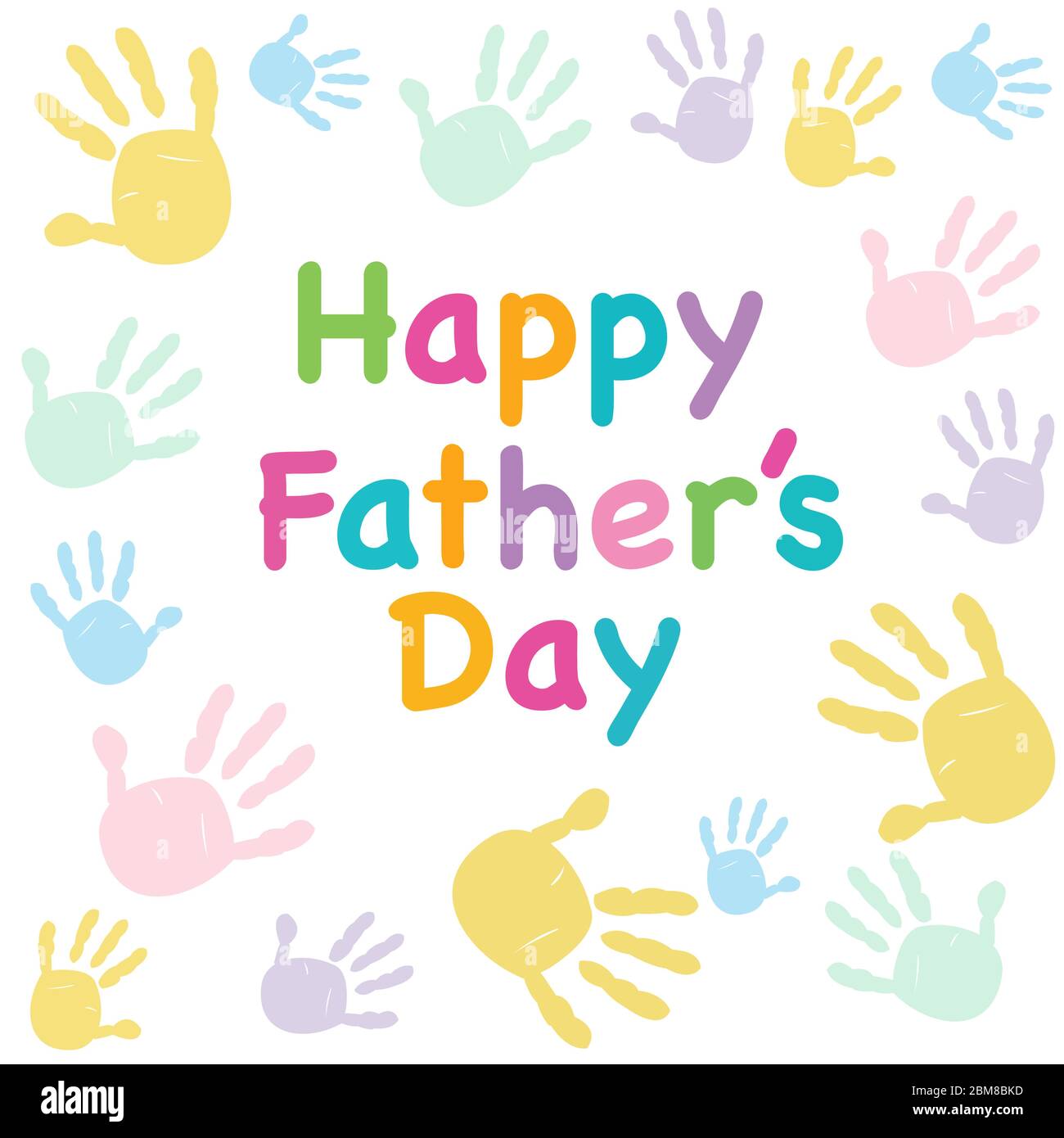Happy Father's day kids colorful handprint greeting card Stock Vector ...