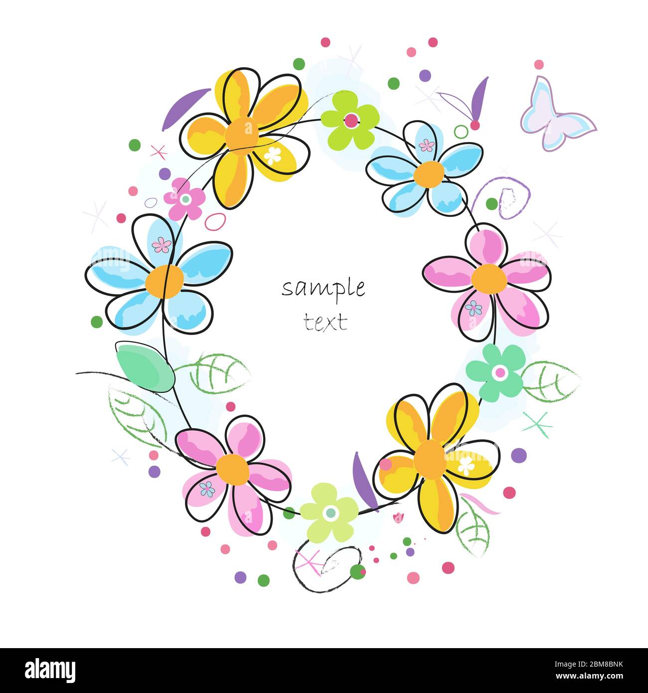 Colorful spring flowers greeting card vector Stock Vector Image & Art ...