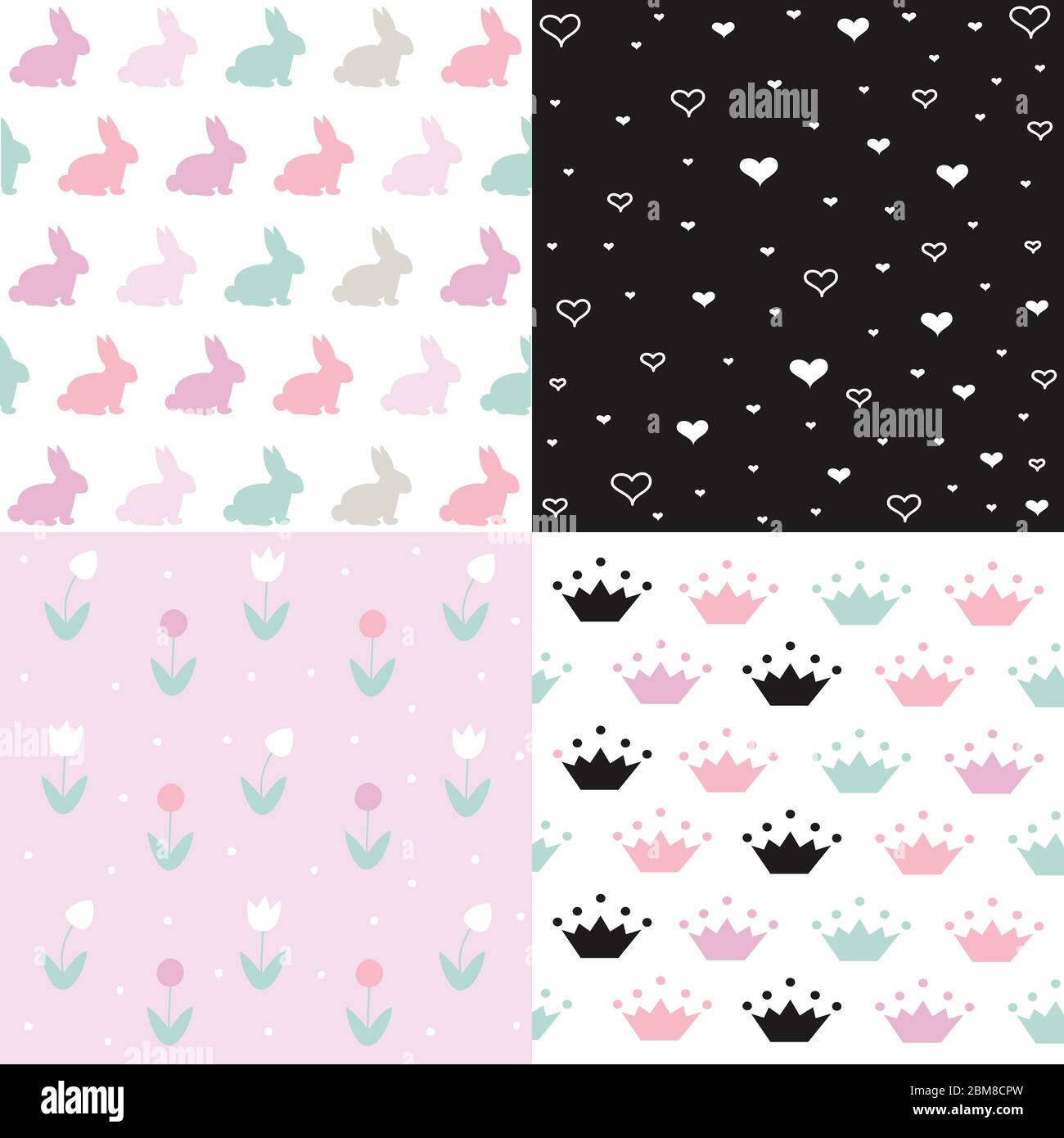 Set of cute seamless easter background patterns Stock Vector