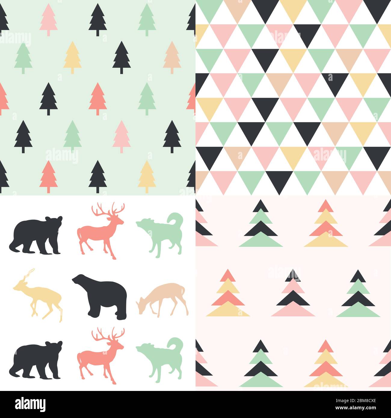 Winter christmas vector seamless patterns Stock Vector