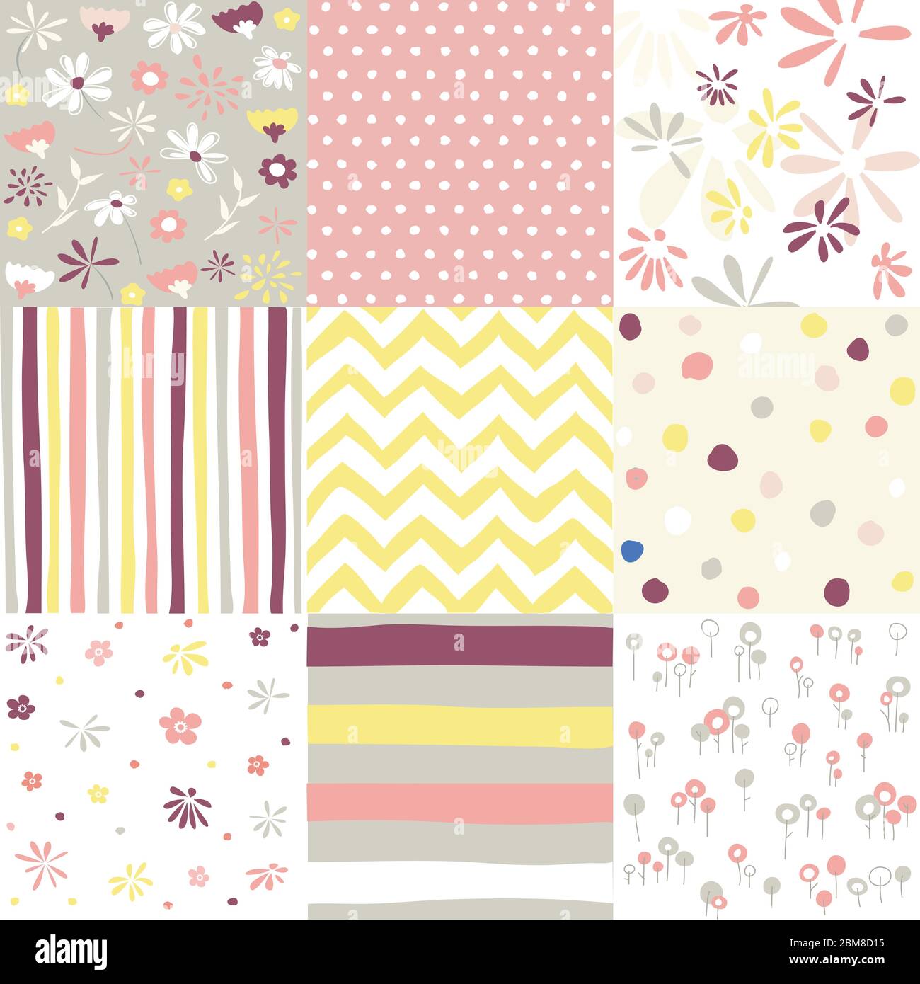 Spring, easter patterns. Vector seamless backgrounds. Stock Vector