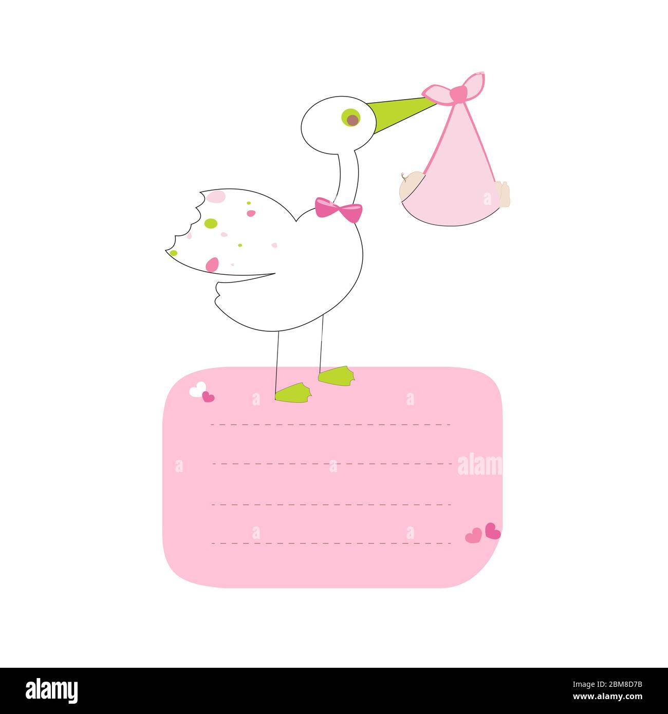 Stork with baby girl with text vector Stock Vector Image & Art - Alamy