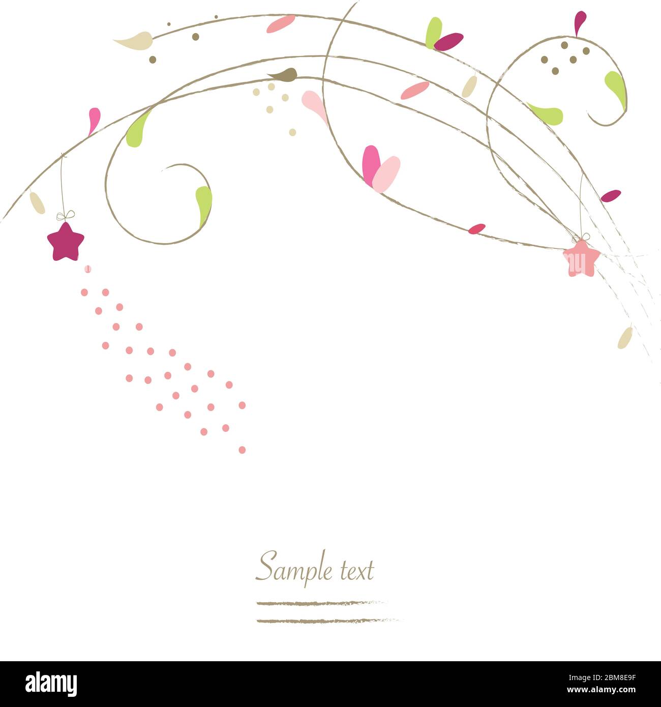 Spring leaves with stars floral greeting card vector Stock Vector Image ...