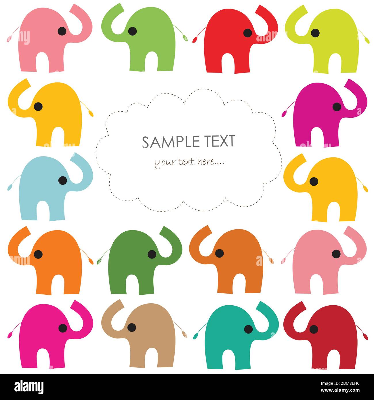 Colorful elephant vector baby greeting card Stock Vector Image & Art ...