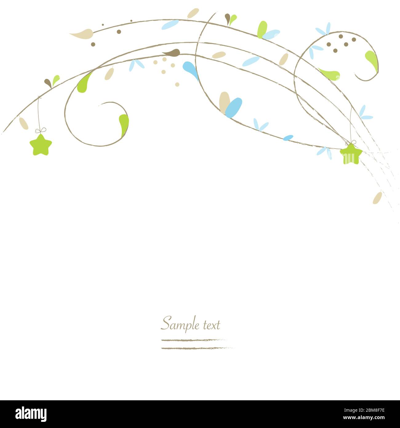 Spring leaves floral greeting card with vector Stock Vector Image & Art ...
