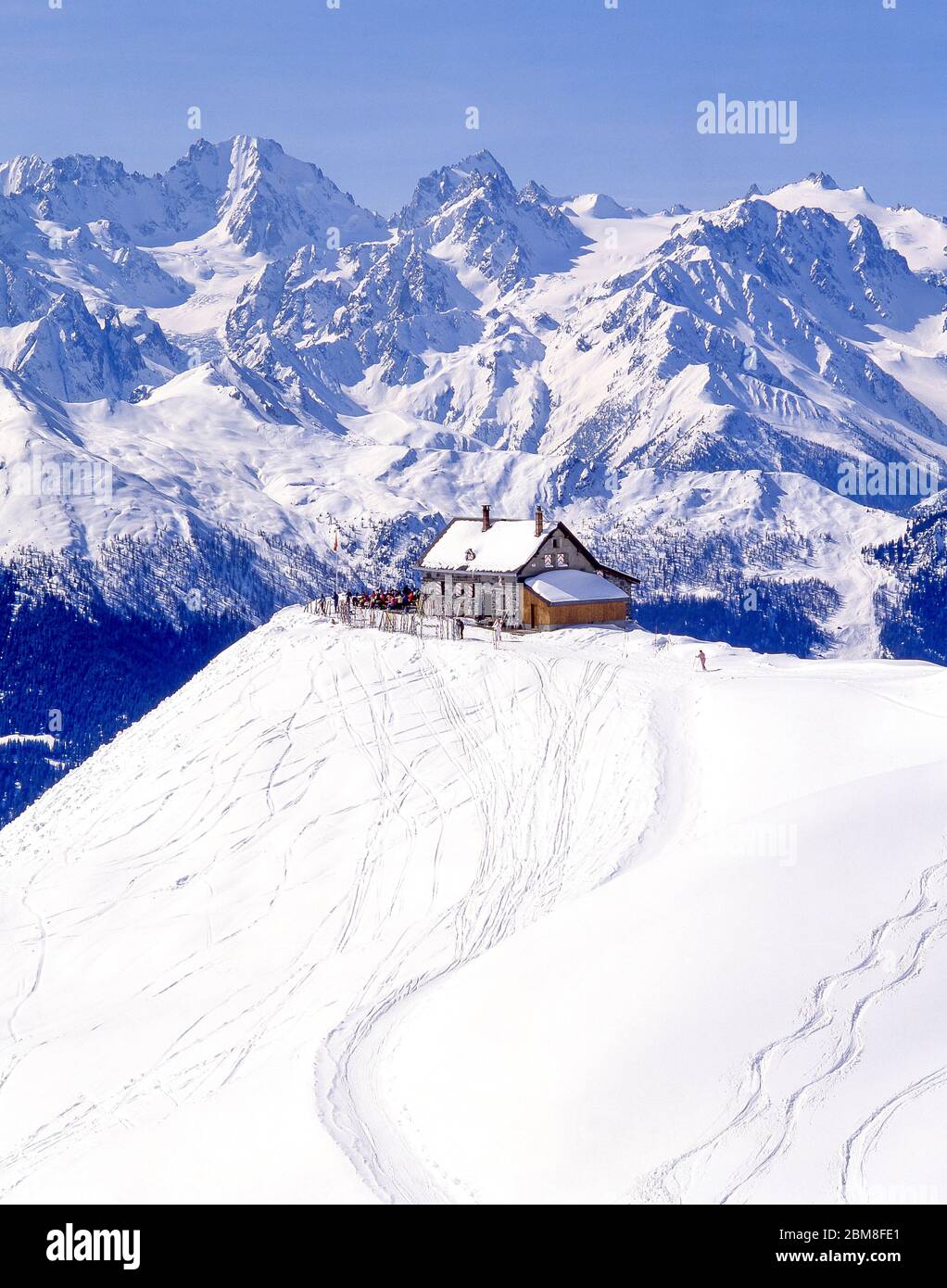 Mountain restaurant, Verbier, Canton du Valais, Switzerland Stock Photo