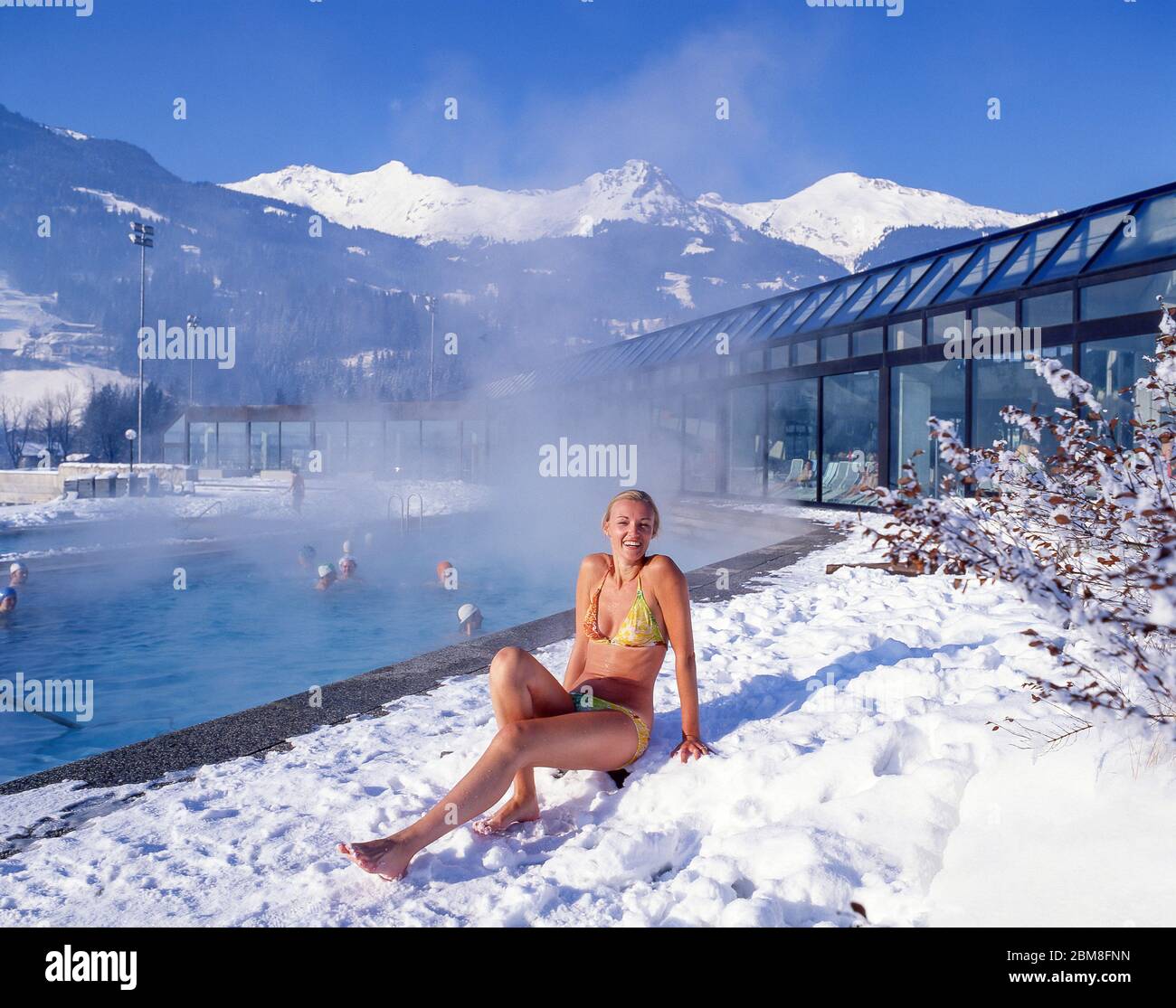 Outdoor hot pool in Bad Hofgastein, Salzburg State, Austria Stock Photo