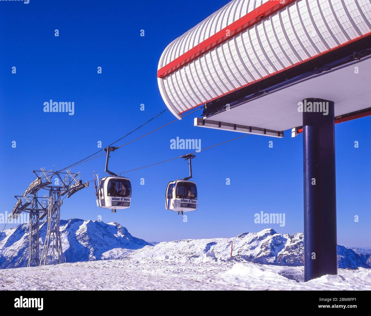 Ski lifts (les oeufs), Alpe d'Huez, Isere, Auvergne-Rhone-Alpes, France Stock Photo