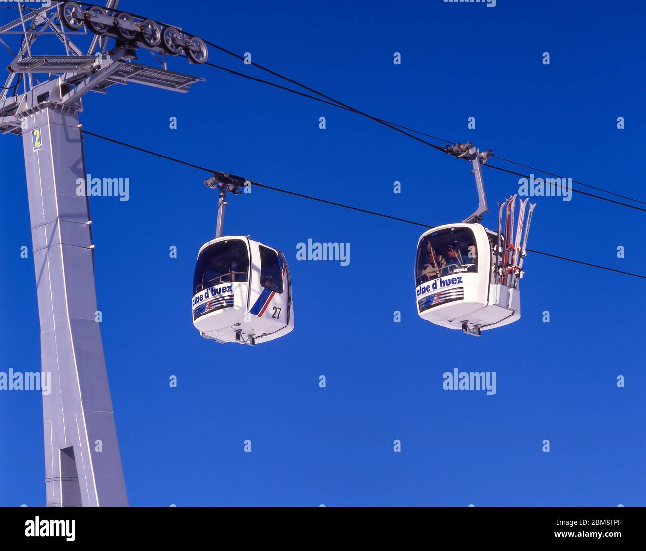 Ski lifts (les oeufs), Alpe d'Huez, Isere, Auvergne-Rhone-Alpes, France Stock Photo