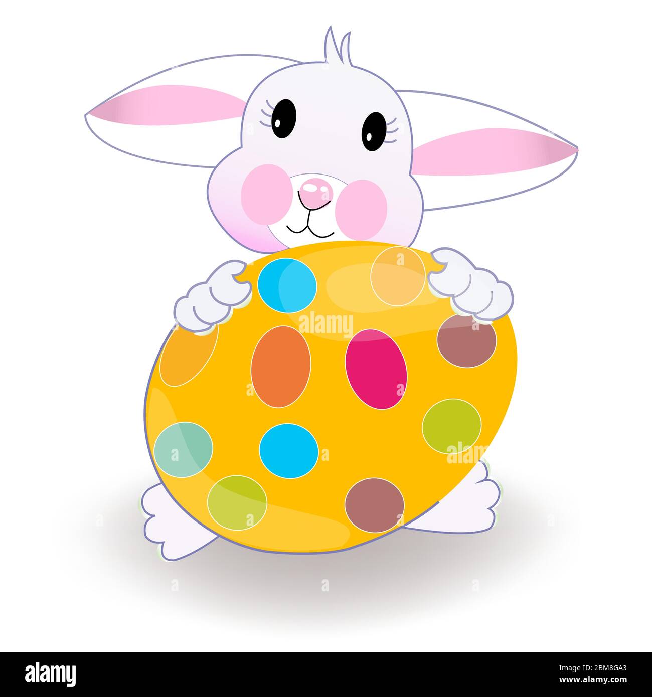 Easter holiday rabbit holding colorful egg vector Stock Vector