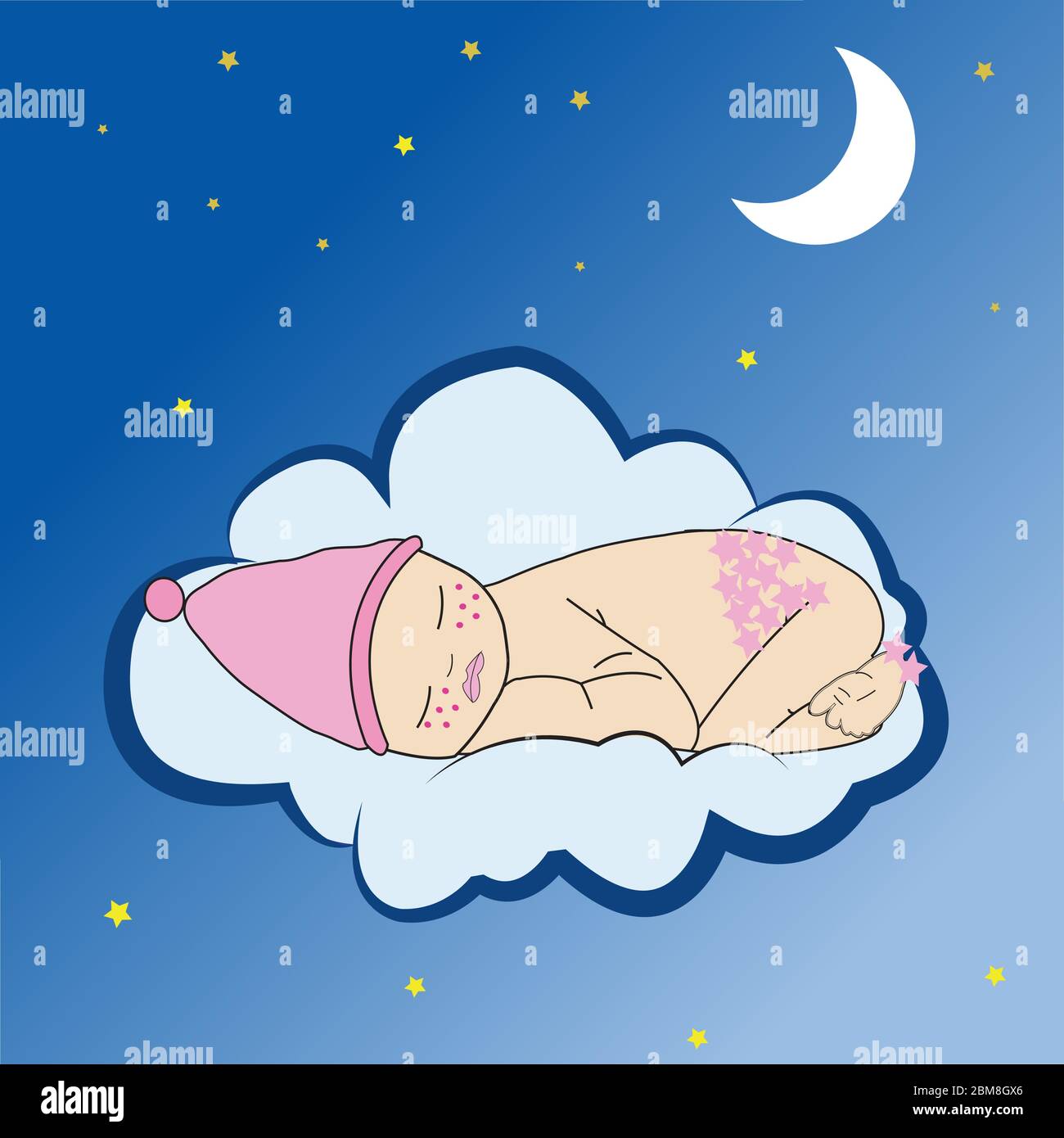 Newborn baby sleeping cloud vector Stock Vector Image & Art - Alamy