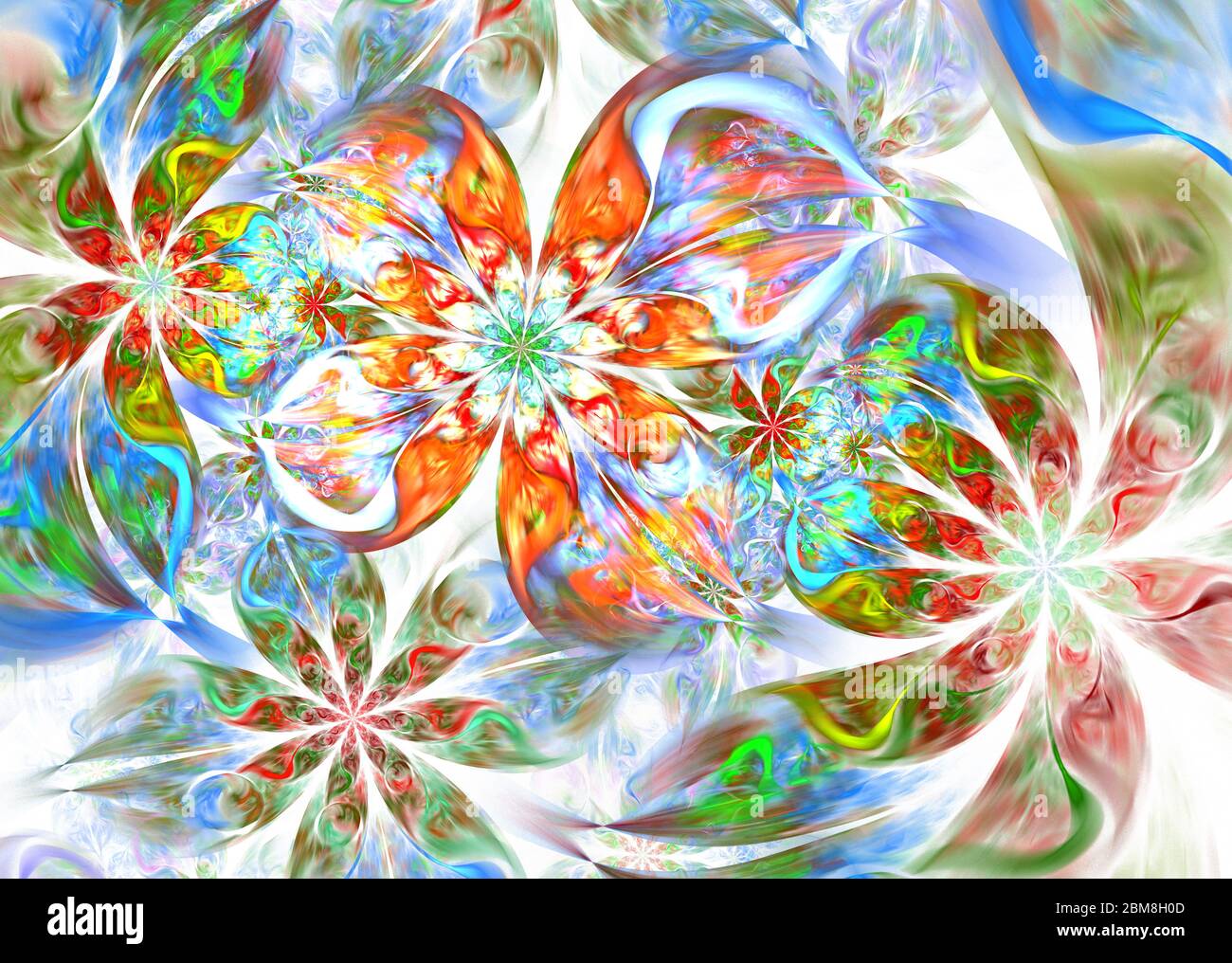 Dynamic flowing natural forms. Flowers and spirals. Mysterious