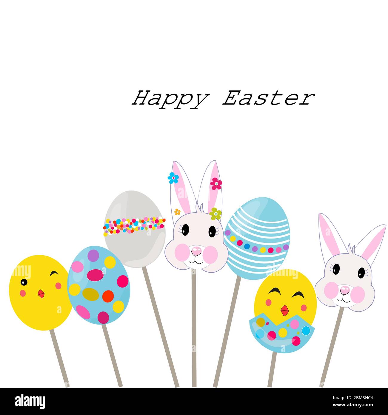 Happy easter card, chick, rabbit and egg Stock Vector