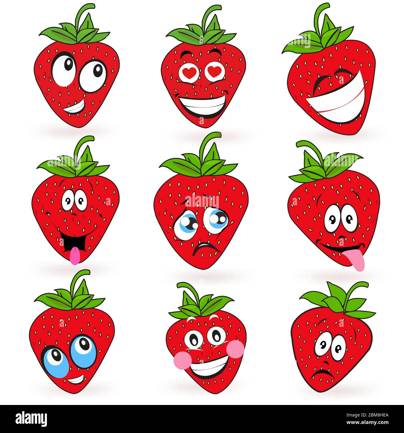 strawberry cartoon expressions smileys vectors Stock Vector Image & Art ...