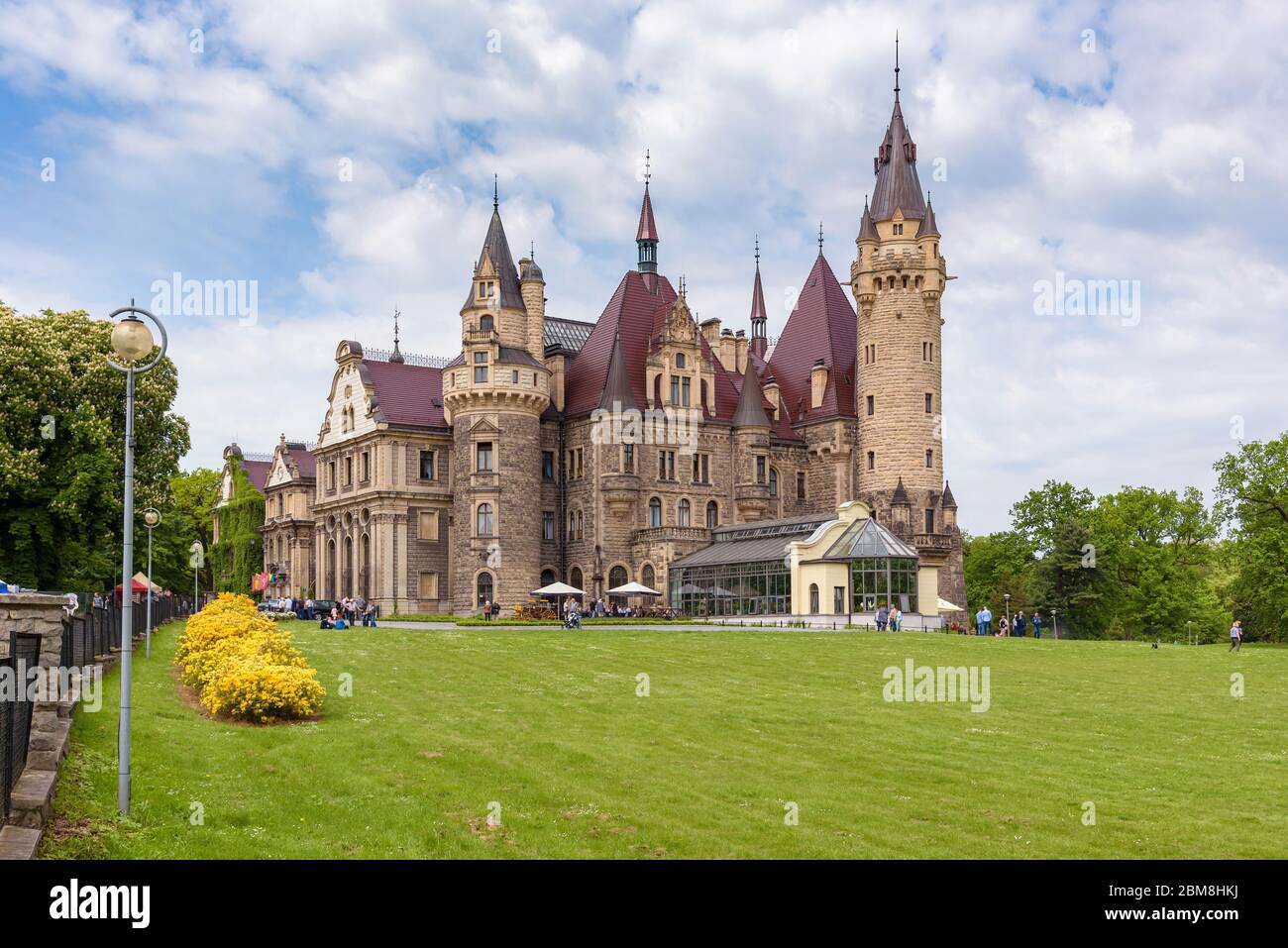 Moszna, Poland - May 21, 2017: View of the 17th century neobaroque Moszna Castle in southwestern Poland, often featured in the list of most beautiful Stock Photo