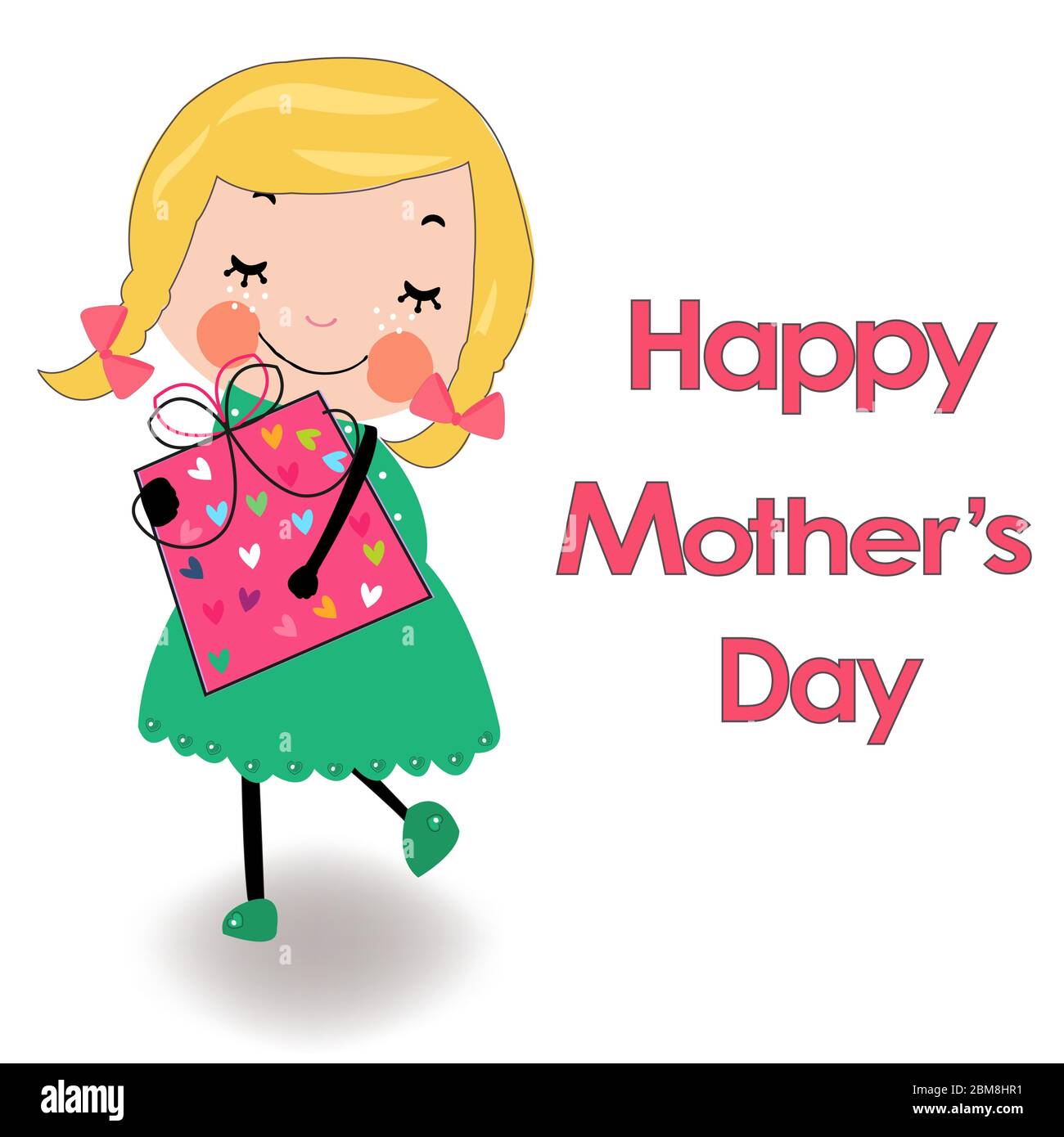 Happy mother's day card cartoon lovely girl with gift box Stock Vector  Image & Art - Alamy