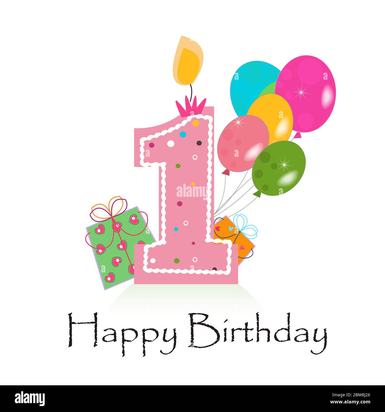 happy first birthday card vector Stock Vector Image & Art - Alamy