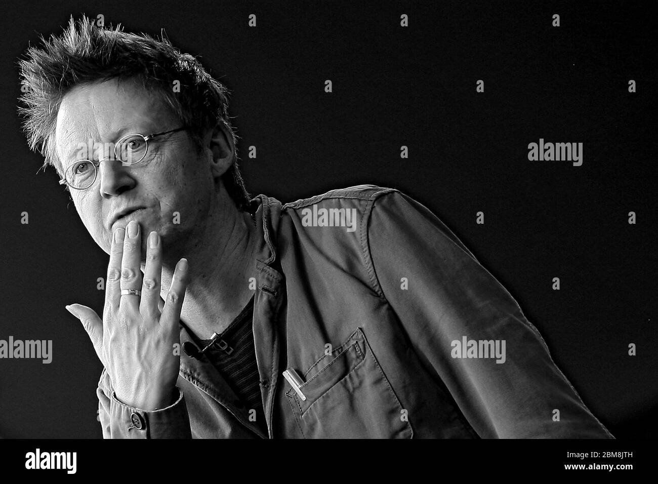 Simon Mayo BBC radio presenter and childrens author, on stage at Hay Festival May 25 2013. Hay-On-Wye Powys, Wales  ©PRWPhot.ography Stock Photo