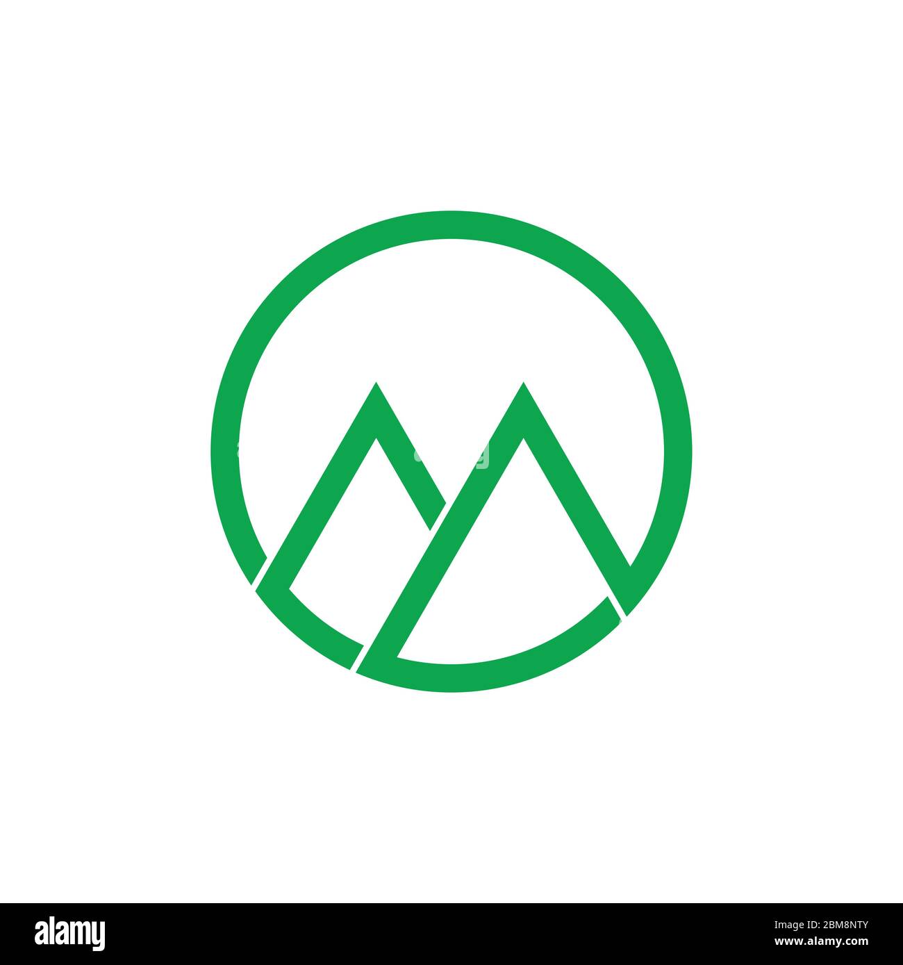 letter m geometric line green mountain logo vector Stock Vector