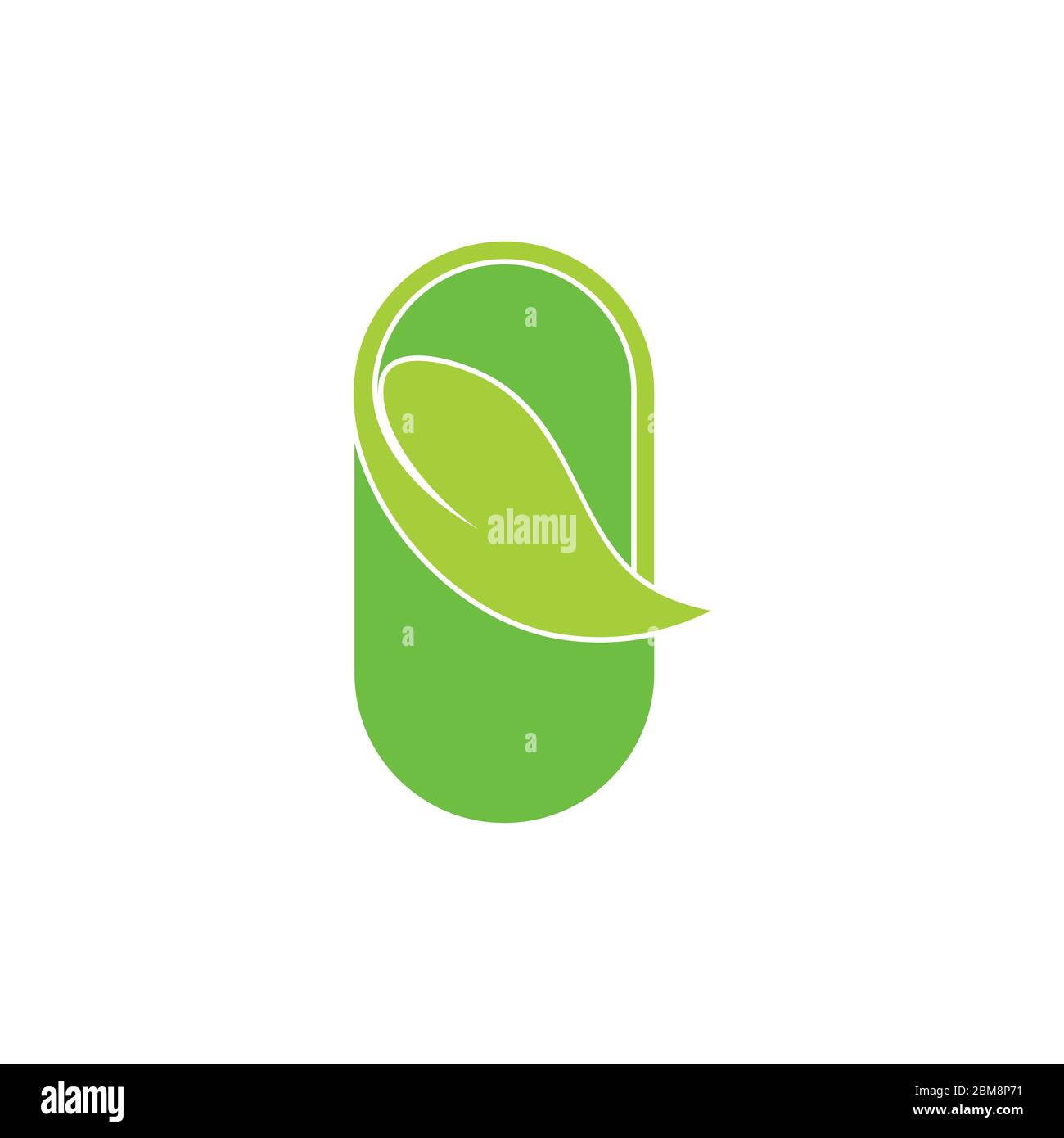 capsule leaf shape monogram natural medicine symbol logo vector Stock Vector