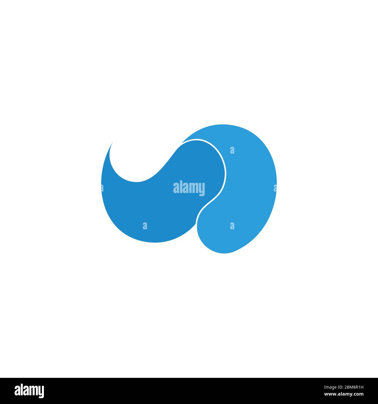 abstract curves 3d shadow blue wave flat design logo vector Stock Vector