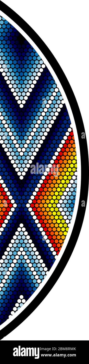 initial capital letter O with colorful dots abstract design inspired in mexican huichol art style. Isolated on white background Stock Vector