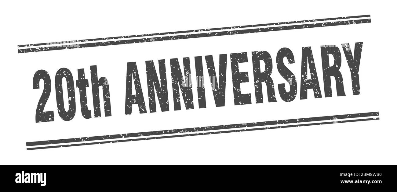 20th anniversary stamp. 20th anniversary label. square grunge sign ...