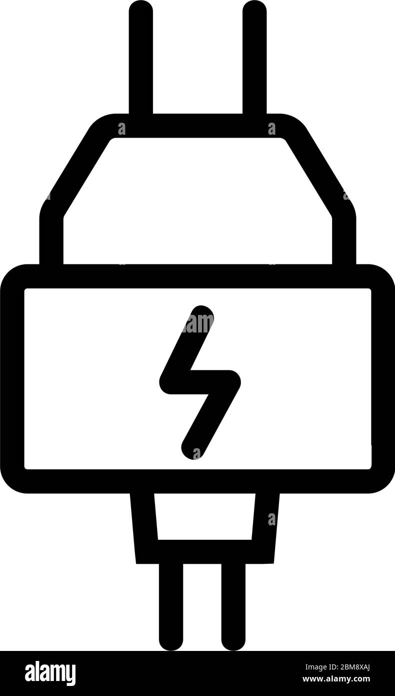 power adapter with charger plug icon vector outline illustration Stock ...