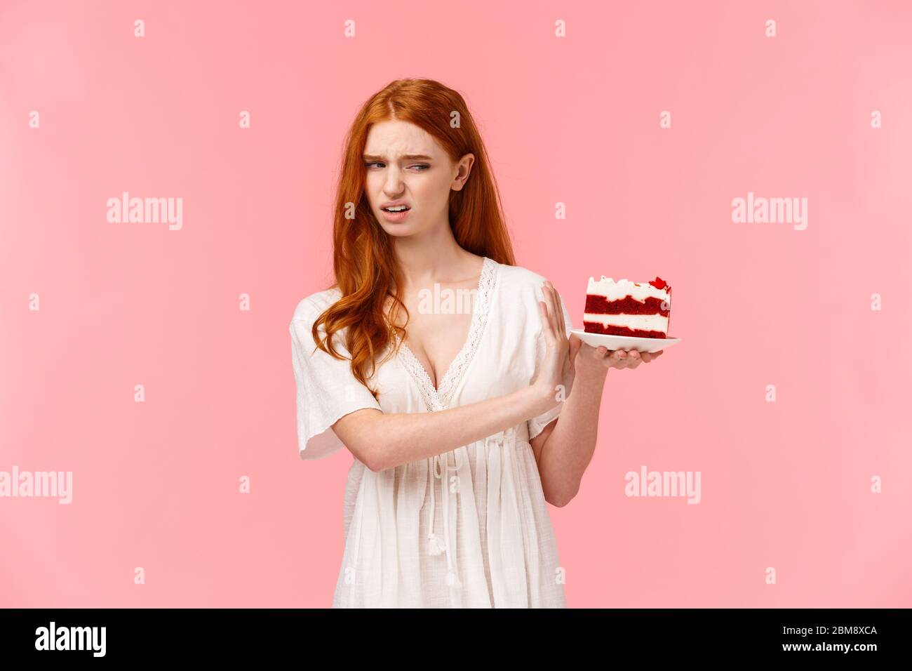 Refusing Dessert Woman Refusing Cake High Resolution Stock Photography and Images - Alamy