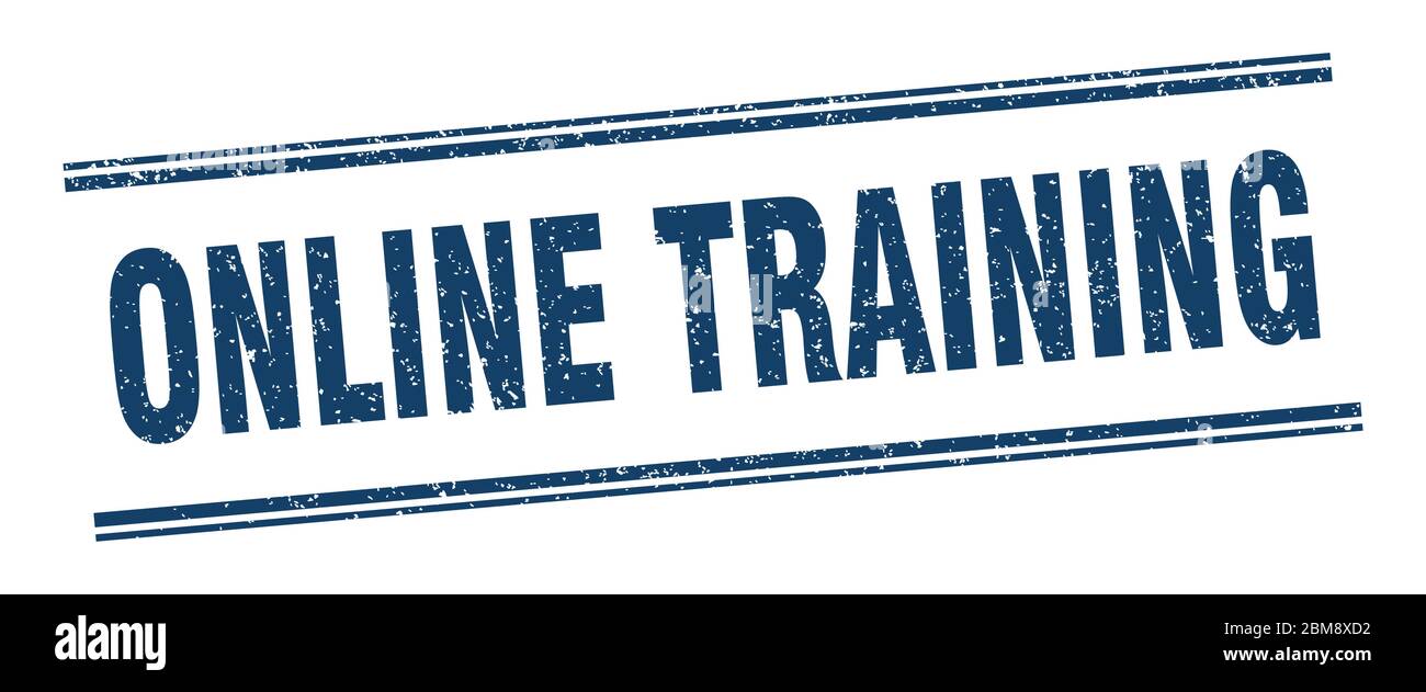online training stamp. online training label. square grunge sign Stock ...