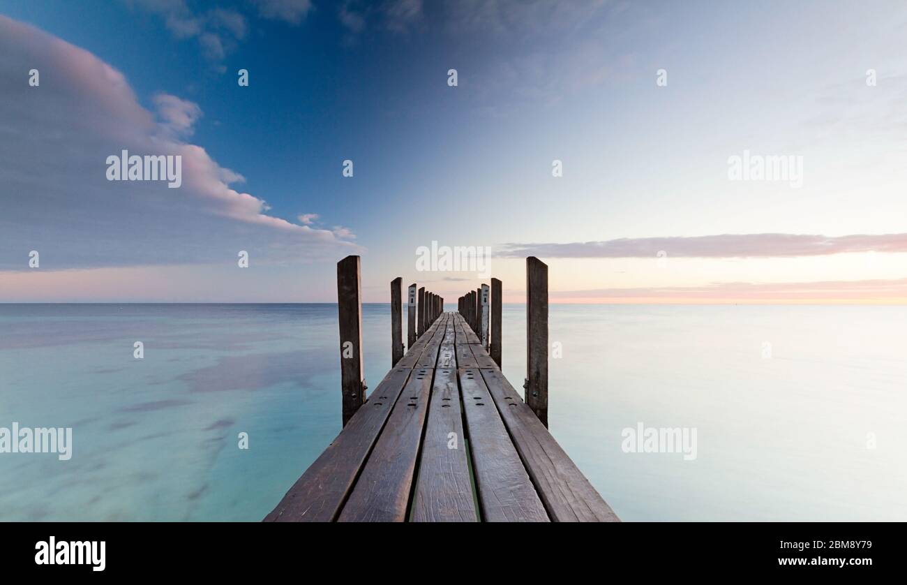 Quindalup wooden boat ramp at sunrise in Dunsborough, Western Australia