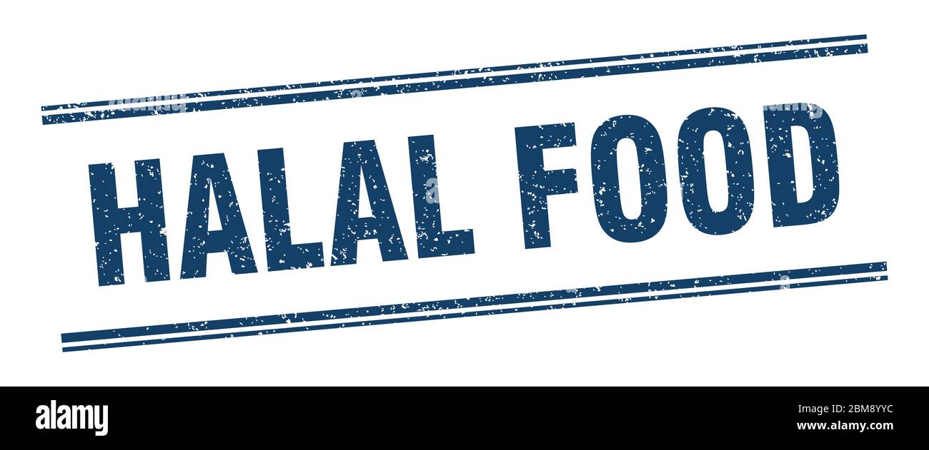 halal food stamp. halal food label. square grunge sign Stock Vector