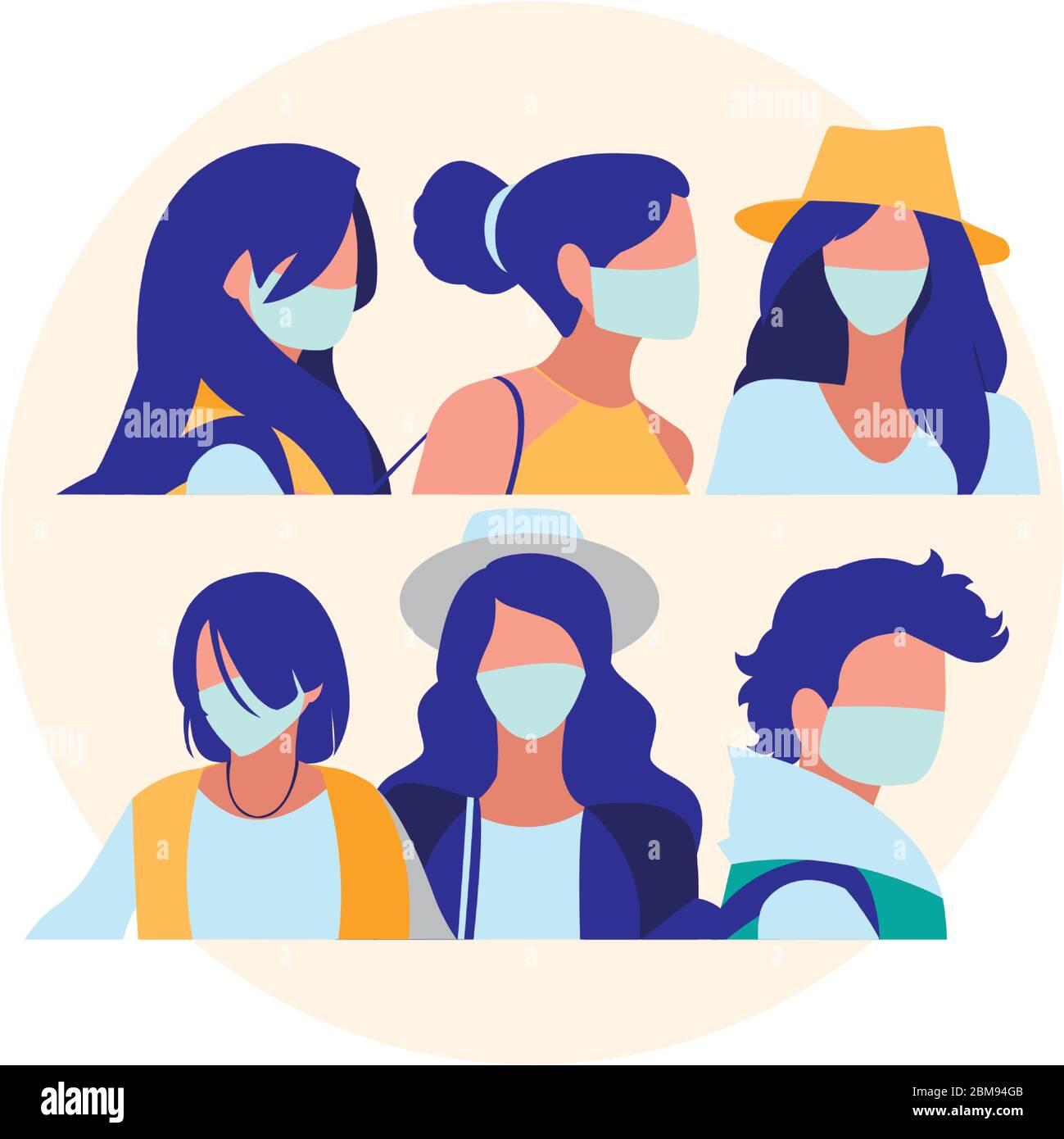 people in the city wearing face mask vector illustration design Stock ...