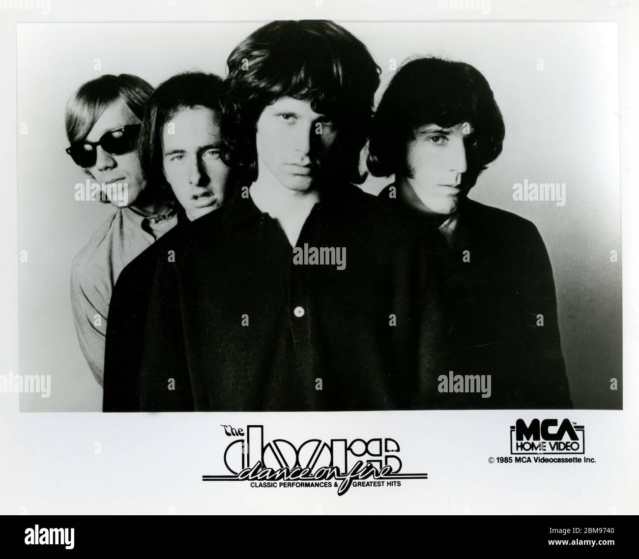 Publicity photo for The Doors, Dance on Fire, video casstte of classic performances and greatest hits on MCA Home Video circa 1985 Stock Photo
