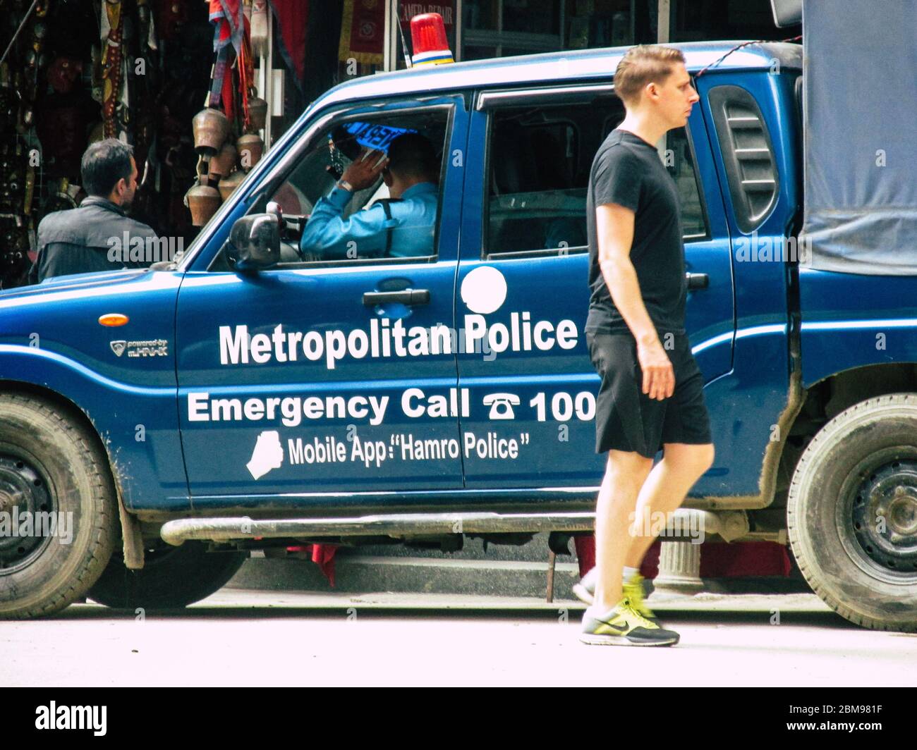 Kathmandu Nepal May 10, 2019 View of a Nepali police car parked at