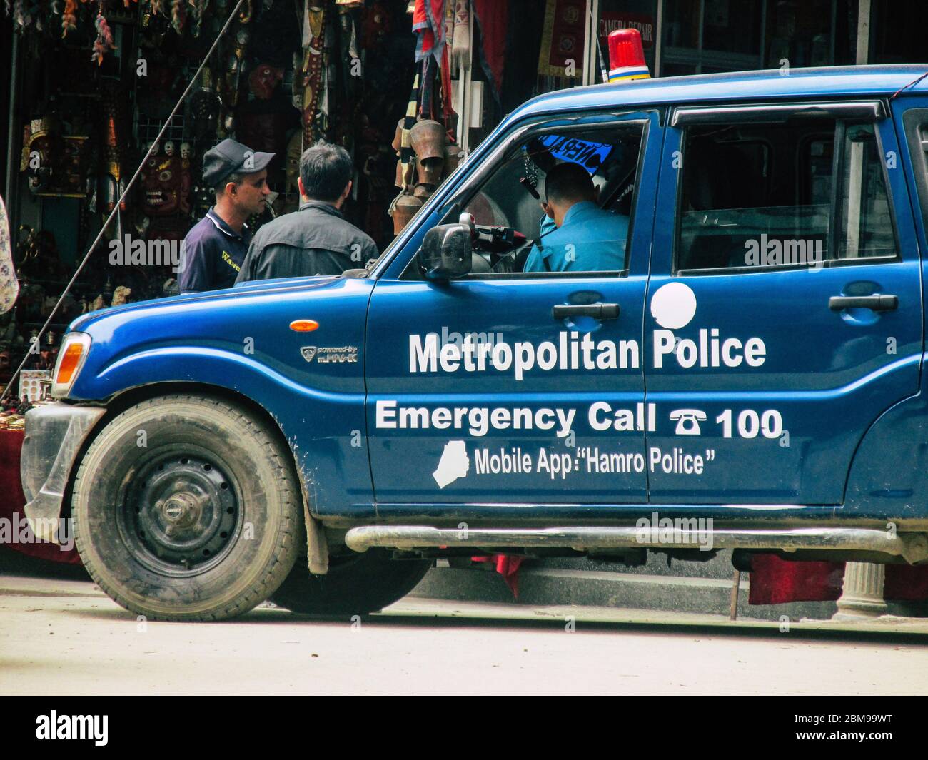 Kathmandu Nepal May 10, 2019 View of a Nepali police car parked at