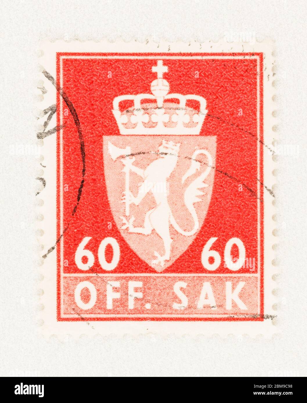 SEATTLE WASHINGTON - May 3, 2020:  Red 60 OFF. SAK  atamp, official 1964 postage of Norway. Scott # O87 Stock Photo