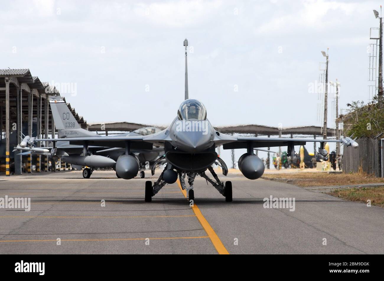 Natal, Brazil, November 9, 2010. F-16 fighter jet of the United States Air Force - at the Natal air base in northeastern Brazil. Stock Photo