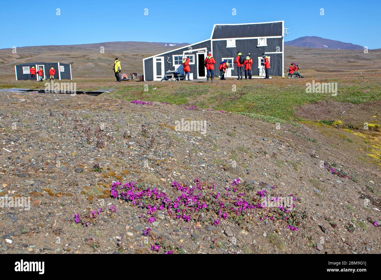 Hut at Myggbukta in Northeast Greenland National Park Stock Photo