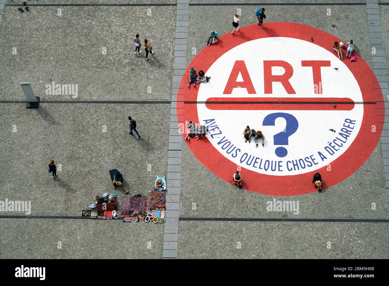 Aerial view of Place Georges Pompidou square in front of Pompidou Centre building.Paris.France Stock Photo