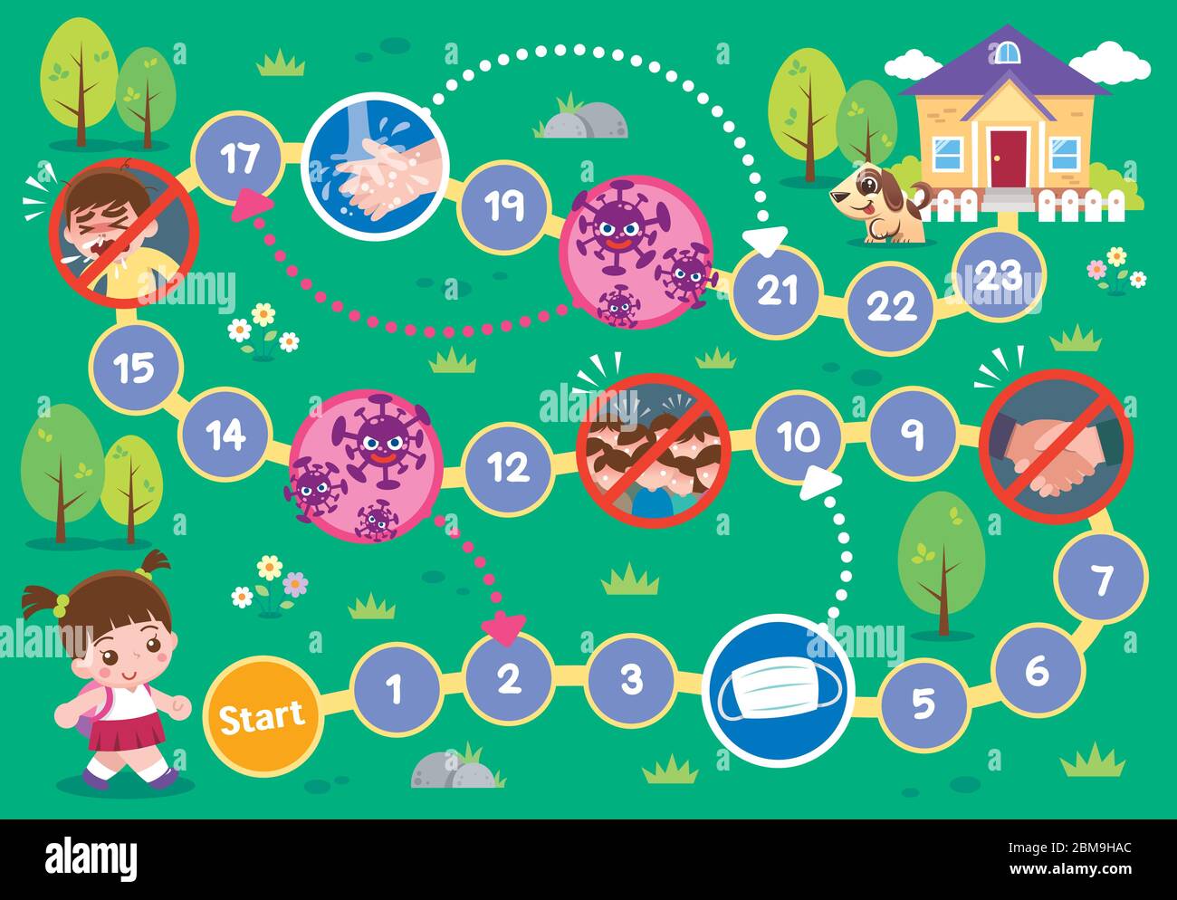 Board Game Kids to home. virus covid 19 concept Stock Vector Image ...