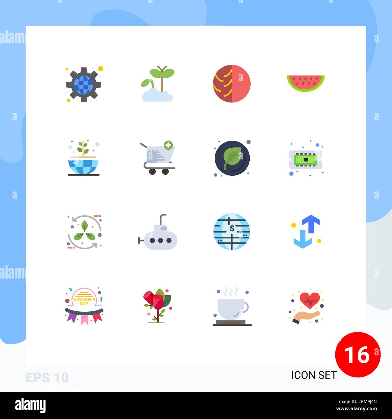 Universal Icon Symbols Group of 16 Modern Flat Colors of summer, fruits, dermatologist, skin protection, skin care Editable Pack of Creative Vector De Stock Vector