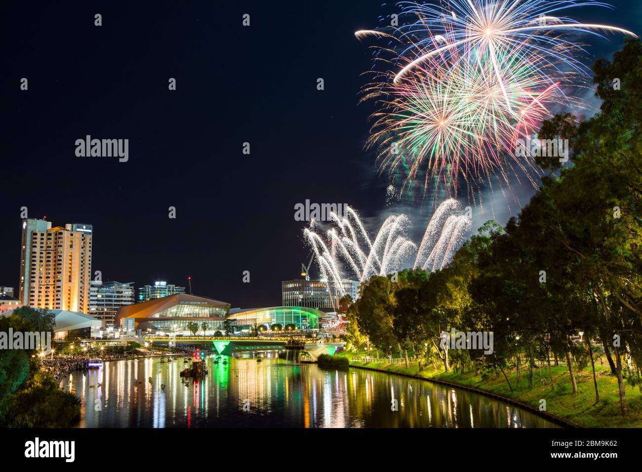 Colourful Australia Day Fireworks Display lighting up the sky in