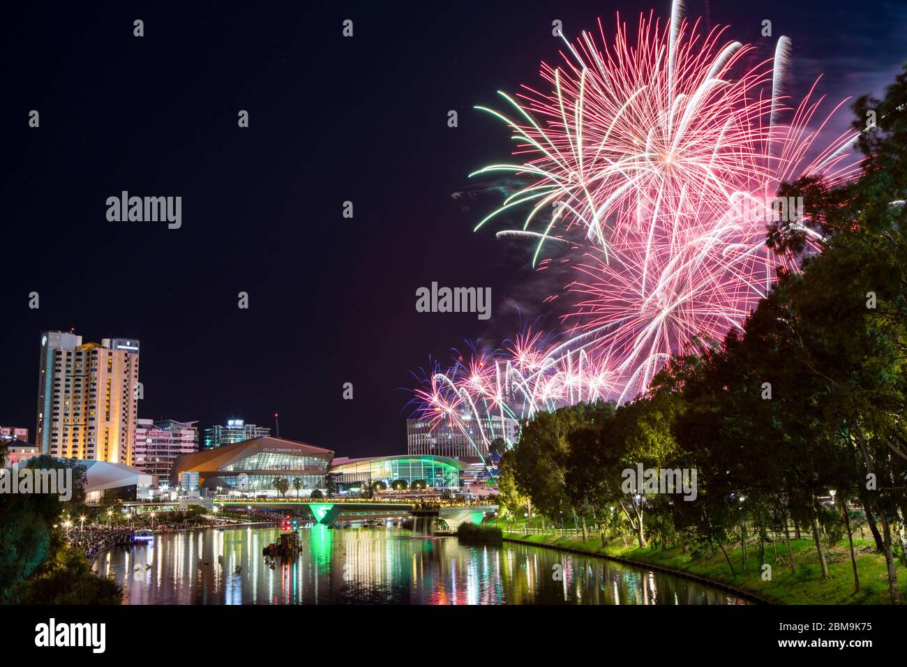 Colourful Australia Day Fireworks Display lighting up the sky in