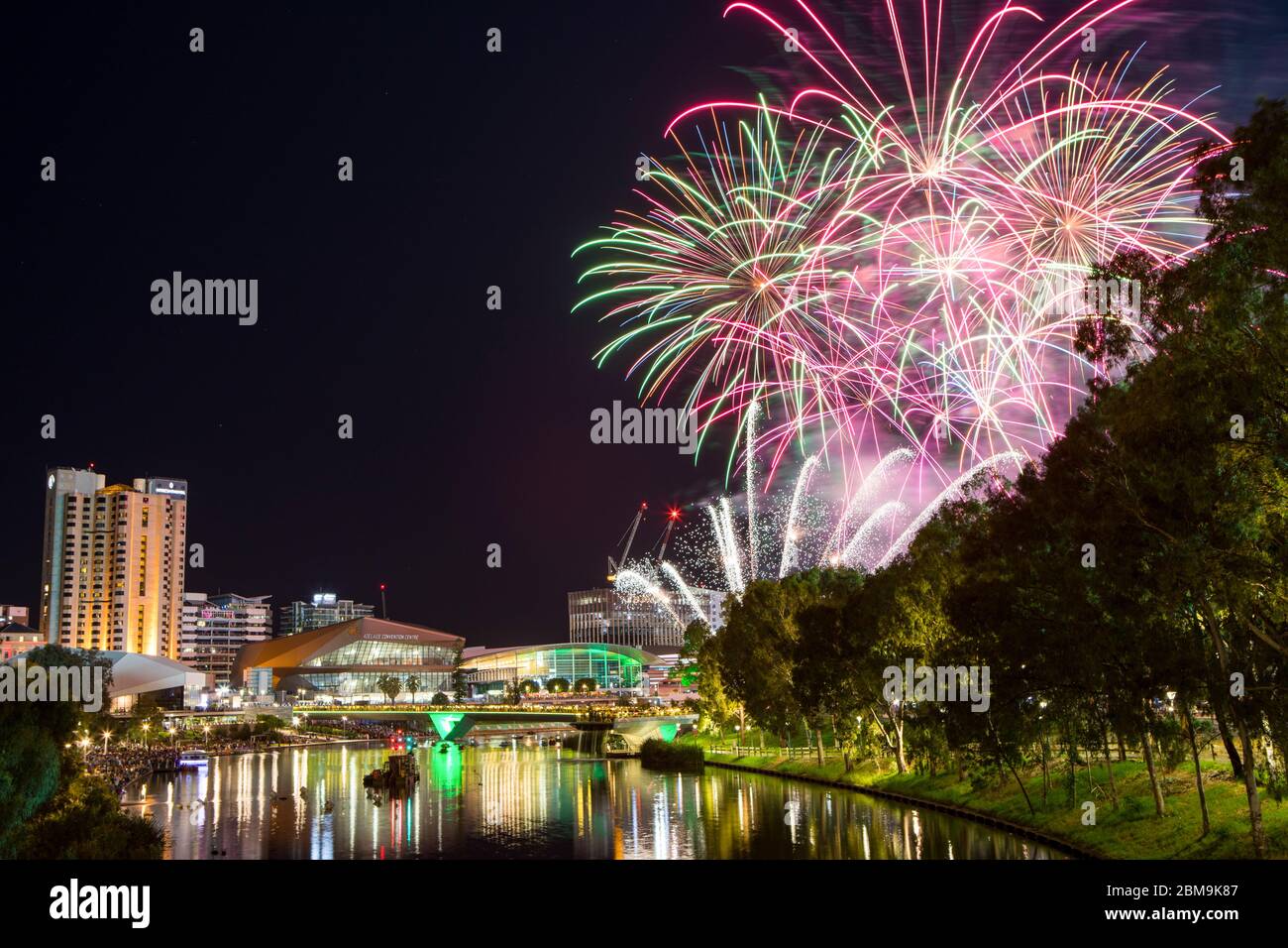 Colourful Australia Day Fireworks Display lighting up the sky in