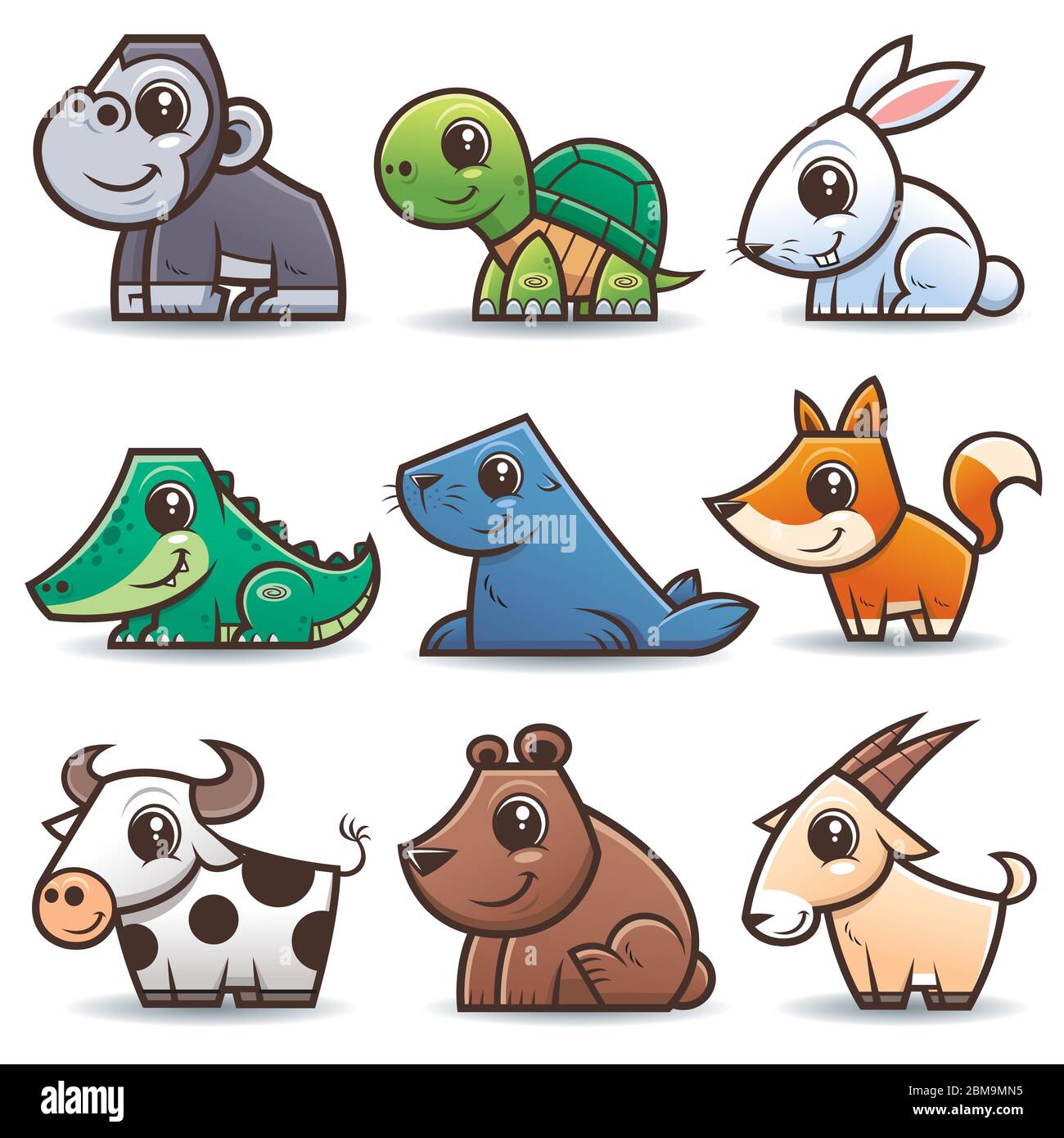 Vector illustration of Wild animals cartoons set Stock Vector