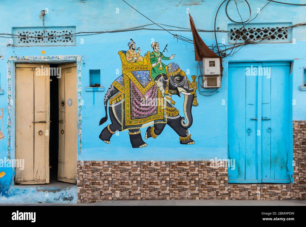 Wall painting Udaipur Rajasthan India Stock Photo