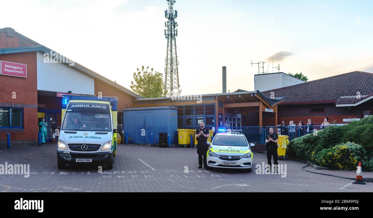 7th May 2020, The Thursday at 8pm Clap for carers became an integral part of the Covid19 pandemic. The Horton General Hospital, Banbury, Oxfordshire. Stock Photo